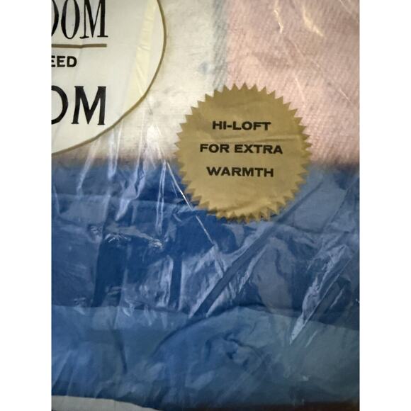 Vintage Fruit Of The Loom Flora Loom 72” X 90” Pink Blue Plaid NOS In Package - Picture 2 of 9